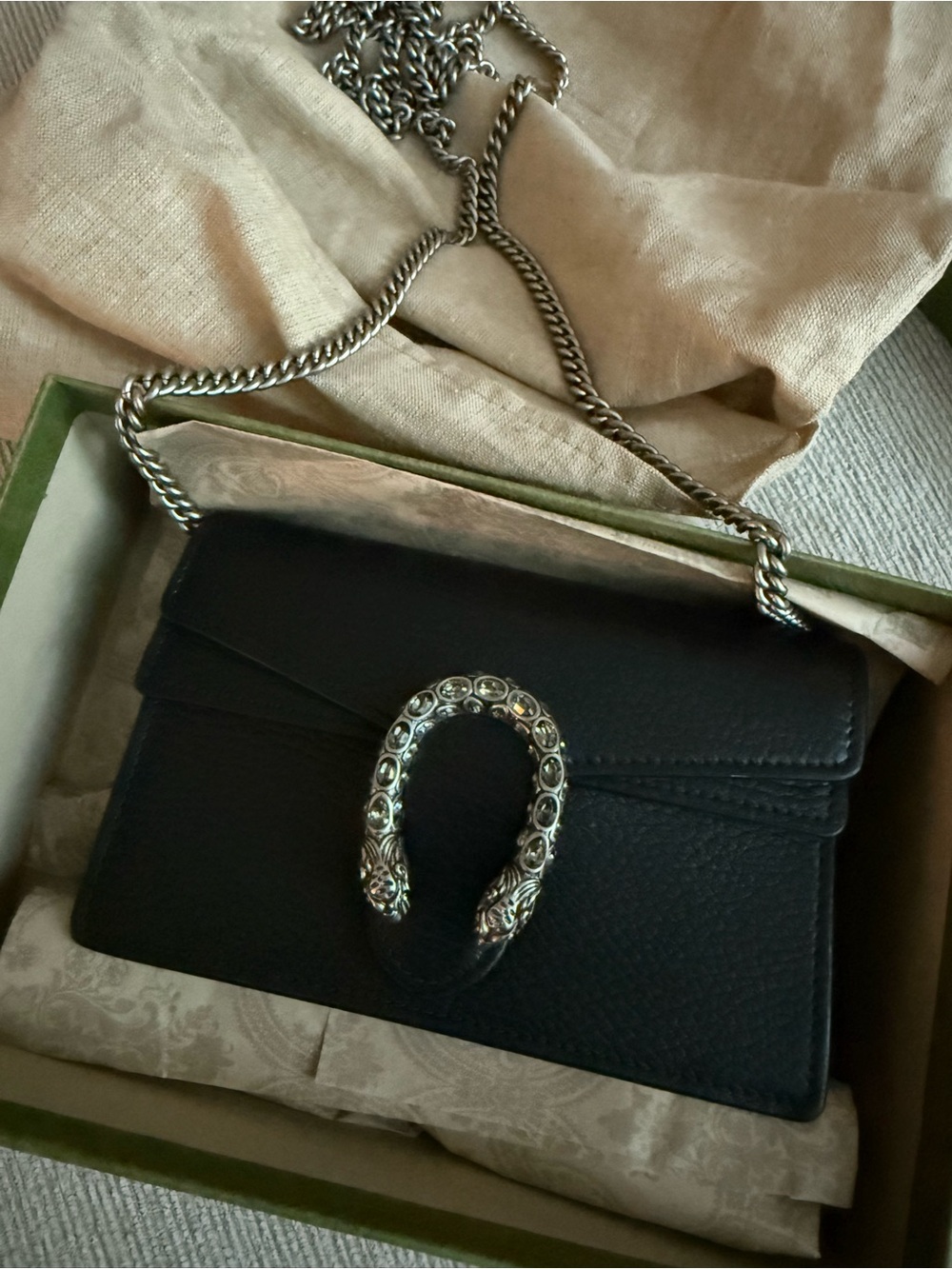 Gucci Dionysus Mini Black Leather Chain Shoulder Bag